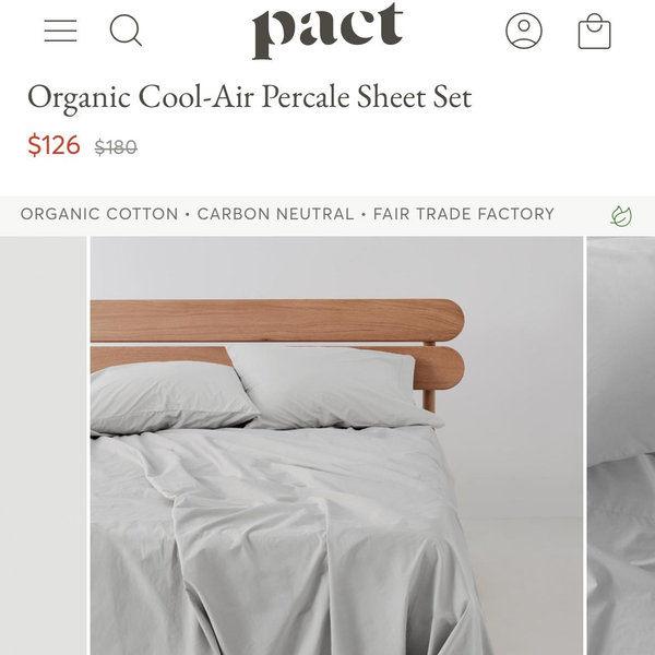 PACT Home Lunar Organic Cool-Air Percale Sheet Set KG
