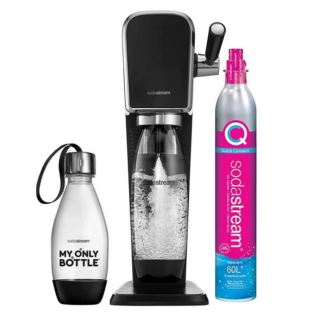 SodaStream Art Sparkling Water Maker (Black) with CO2 and Two Carbonating Bottles