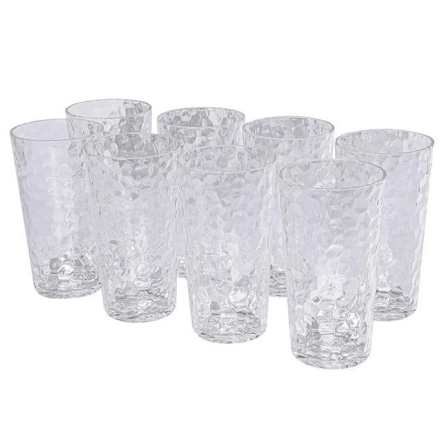 AKMQYM BPA-Free Plastic Tumblers 8 Pack (8x22oz) | Reusable Dishwasher Safe | Stackable Shatterproof Cups | Plastic Drinkware & Drinking Tumblers for Restaurant, Home, Party