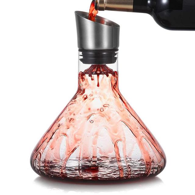 Cooko Wine Decanter - Hand Blown Lead-free Crystal Glass - Red Wine Aerator, Wine Breather Carafe with Pourer Lid Luxury Wine Accessory for Gift - 1500ml
