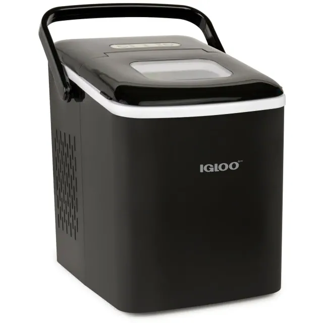 Igloo IGLICEB26HNBK 26-Pound Automatic Self-Cleaning Portable Countertop Ice Maker Machine With Handle, Black