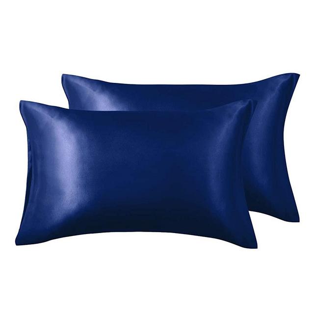 Love's cabin Silk Satin Pillowcase for Hair and Skin (Navy Blue, 20x30 inches) Slip Pillow Cases Queen Size Set of 2 - Satin Cooling Pillow Covers with Envelope Closure