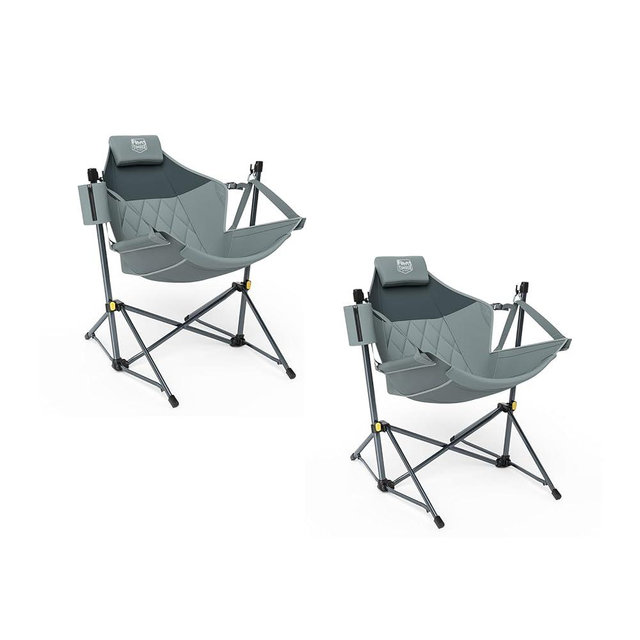 TIMBER RIDGE Hammock Camping Chair with Adjustable Backrest, Heavy Duty Folding Hammock Chair Supports 300lbs, Portable Hammock Chair for Camping, Travelling and Patio, Grey 2 Pack