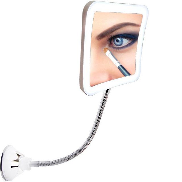 SunplusTrade Led 7X Magnifying Makeup Mirror Lighted Vanity Bathroom Square Mirror with 360 Degree Swivel Rotation, Flexible Gooseneck, and Locking Suction