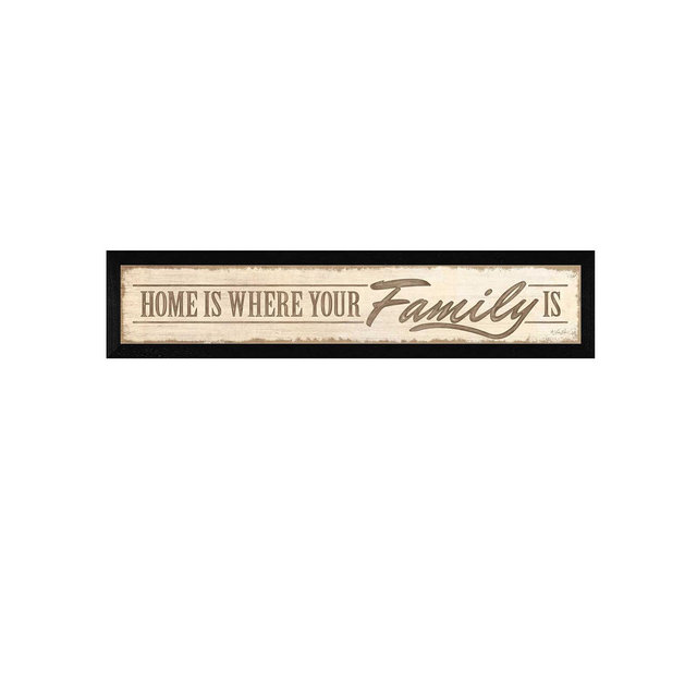 Trendy Décor 4U Home Is By Lauren Rader, Printed Wall Art, Ready to hang, Black Frame, 38" x 8"