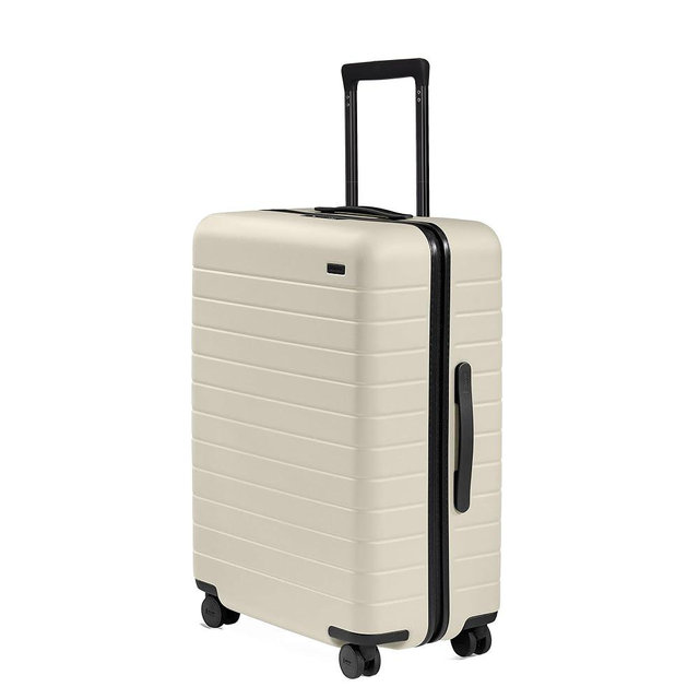 Away Medium Checked Luggage, Lightweight Hard Shell Suitcase with Spinner Wheels, Durable Rolling Luggage, TSA Lock, 26 Inch, Salt White Matte
