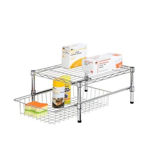 Honey-Can-Do Adjustable Shelf with Under Cabinet Organizer, 11.75 x 17.5, Chrome Plated Steel