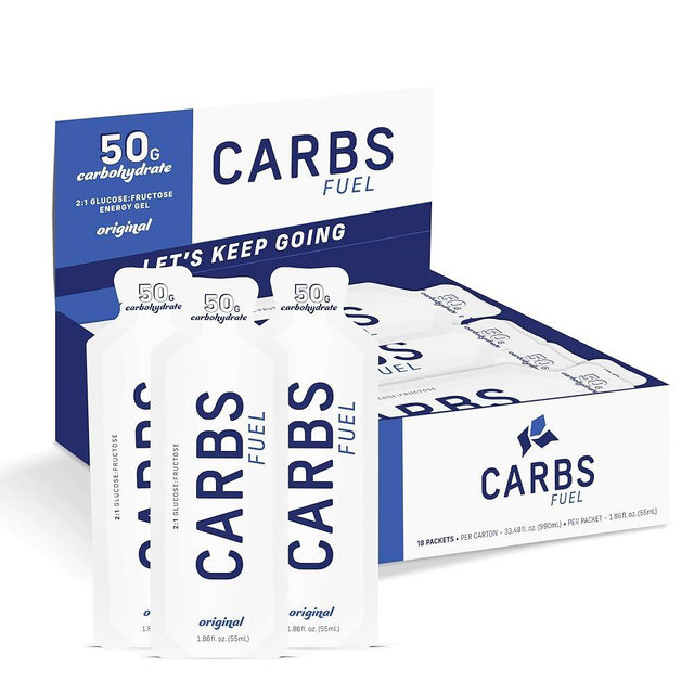 Carbs Fuel Original 50g Energy Gel - 50g Carbs Per Gel - No Preservatives, No Gelling Agents - Vegan & Gluten-Free - High-Carb Endurance Fuel - 18 Pack