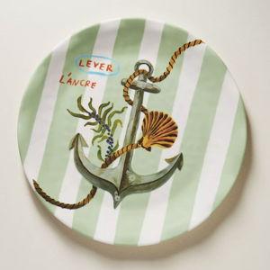 Nathalie Lete By the Sea Melamine Dessert Plate (Green Seaweed)