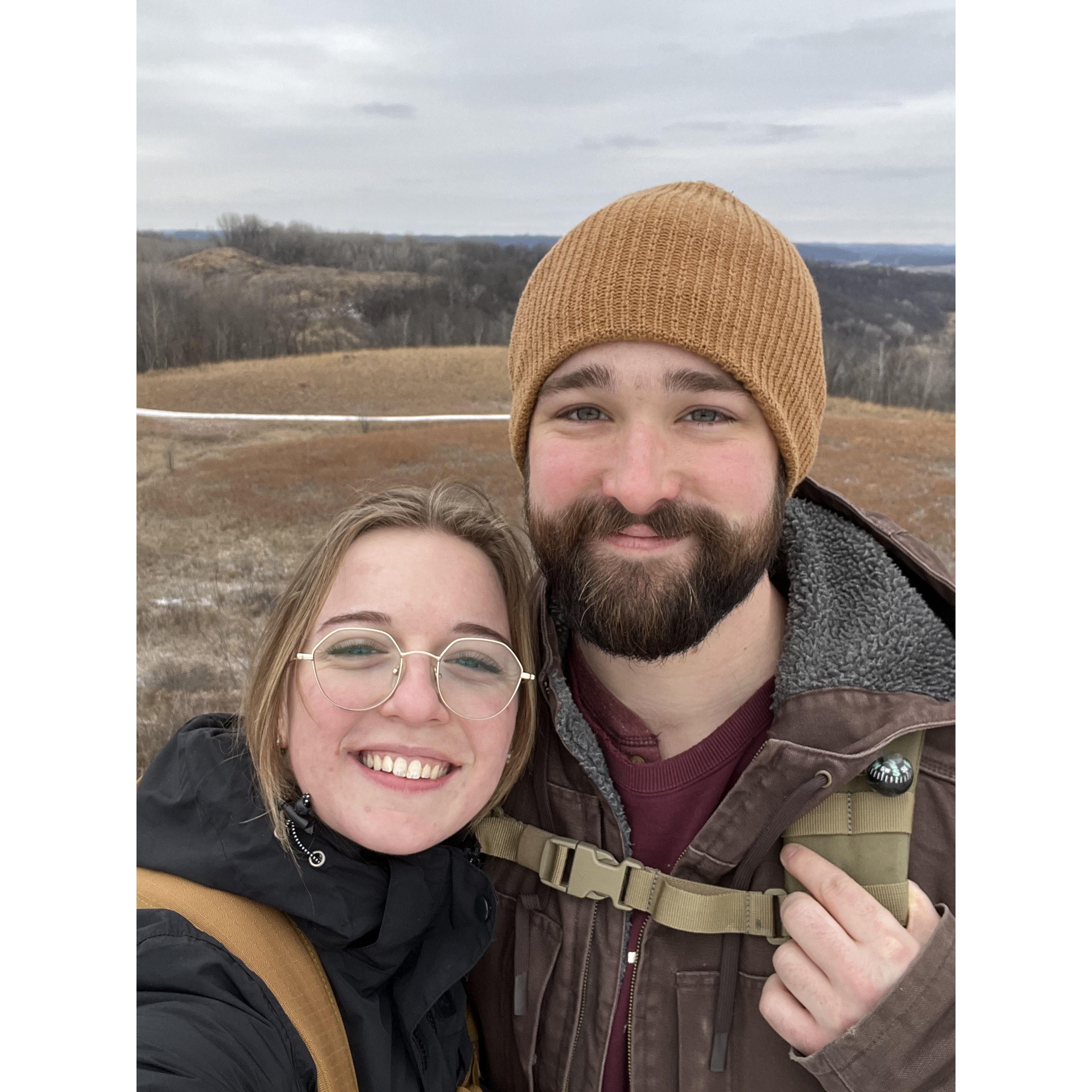 Our first 'selfie' and in the same place he proposed!