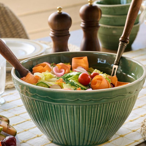 Vintage-Inspired Green Mixing Bowl Set of Two