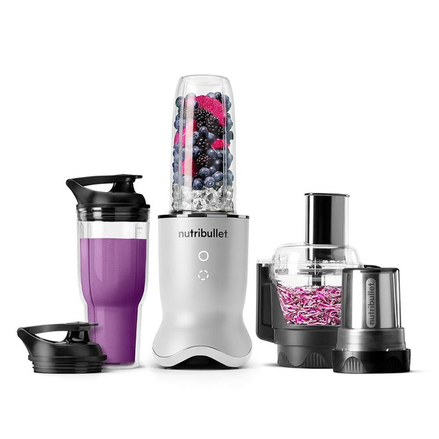 nutribullet Ultra Plus+ 3-1 Compact Kitchen System, 1200W Kitchen System with Blender, Food Processor, and Coffee and Spice Grinder, 32oz and 24oz Blending Cups, 2-Cup Food Processor, Pearl White