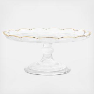 Martha Stewart Collection Cake Plate with Shiny Gold Edge