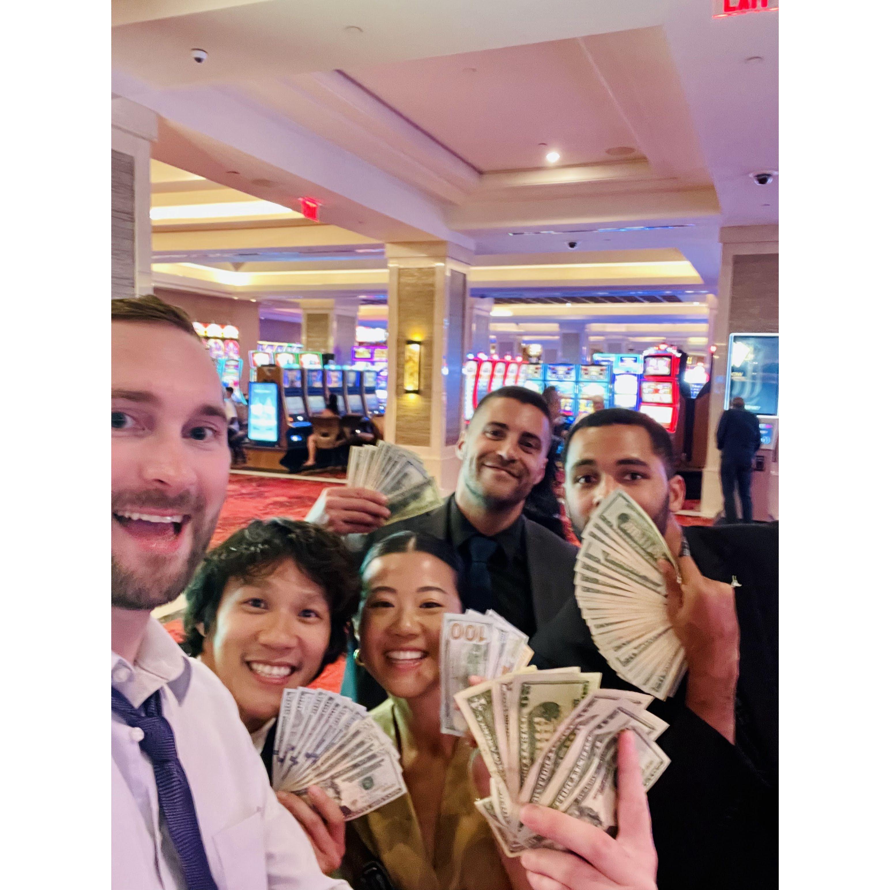 One lucky casino night after Haley's friend's wedding in Tampa. We combined won over $1k!