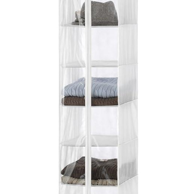 Whitmor Crystal Clear Hanging Sweater Bag - White