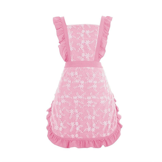 Pinknoke Vintage Pinafore Apron Dress for Women with Pockets Cute Floral Chef Aprons for Kitchen Cooking Baking Gardening