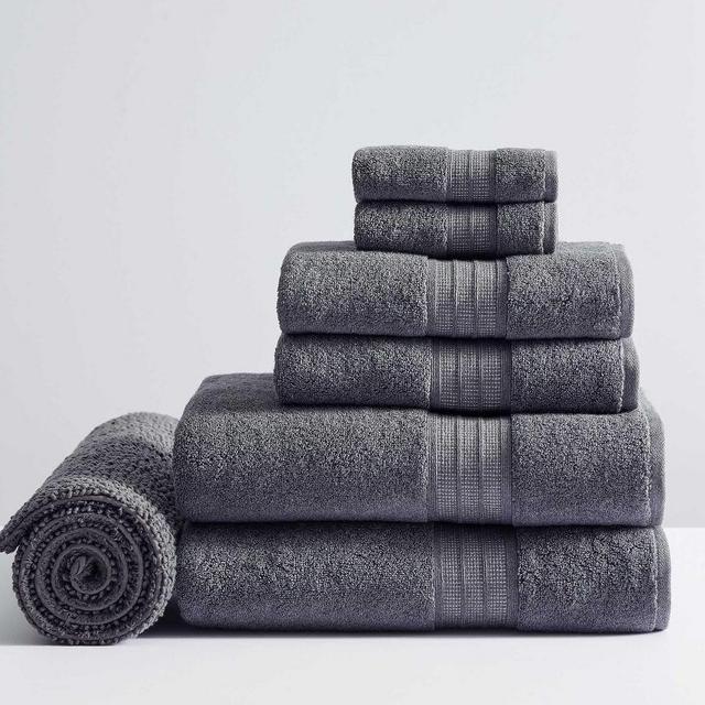 Heathered Charcoal Hydrocotton Organic Bath/Hand/Washcloth/Bath Mat, Set of 7