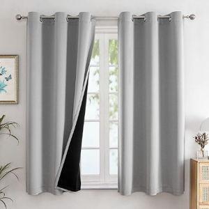 100% Blackout Curtains for Bedroom with Black Liner