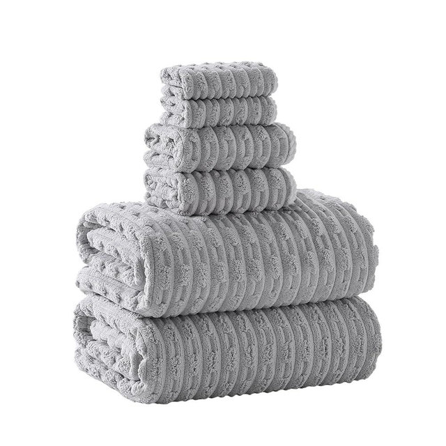 ANKING 40x80 Inches Oversized Bath Sheets Extra Large Bath Towels Set of 6 for Adults Super Soft Quick Dry Lightweight Lint Free Absorbent Stripe Microfiber Shower Towels (Grey,6 Piece)