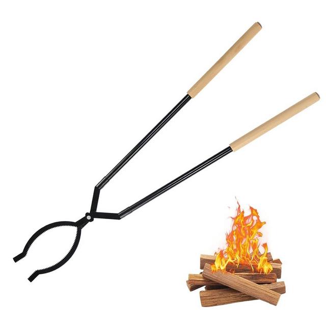 Heavy Duty Firewood Tongs – 42" Large Fireplace Tongs Log Grabber Tongs with Scissor Shape Serrated, Portable Expandable Fire Tongs for Outdoor Fire Pit, Indoor Fireplaces, Campfires, Bonfires