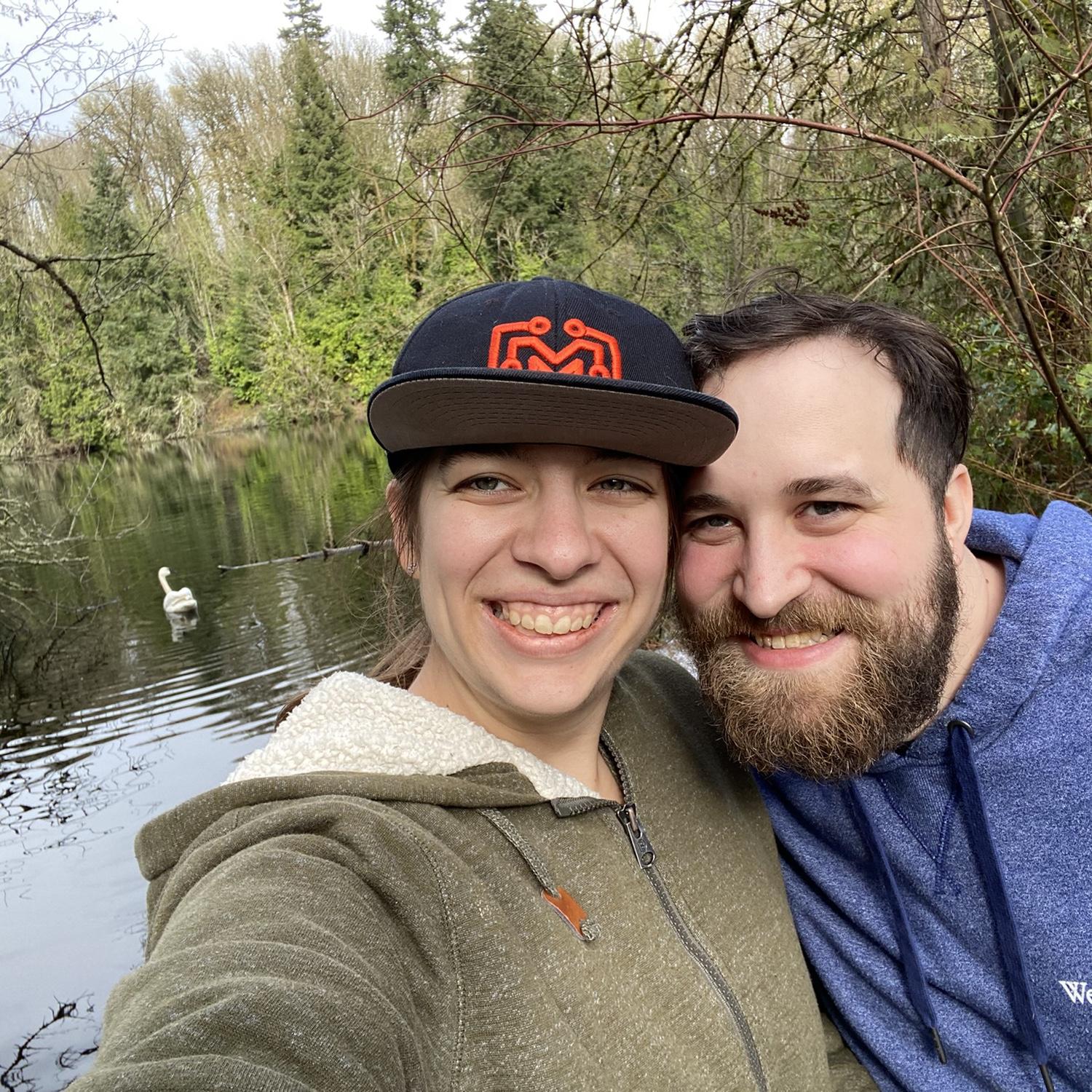 We found a swan at lake Fenwick!