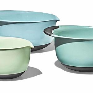 OXO Good Grips 3-Piece Plastic Mixing Bowl Set - Cadet Blue, Tower Gray, Jade, Small, Medium, Large