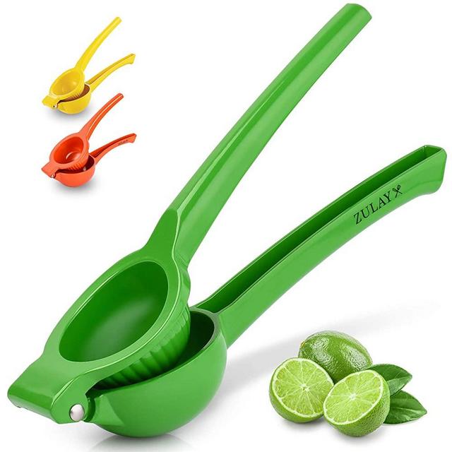 Zulay Premium Quality Metal Lemon Squeezer, Citrus Juicer, Manual Press for Extracting the Most Juice Possible - Lime Green