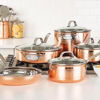 3-Ply Hammered Copper Clad 10-Piece Cookware Set