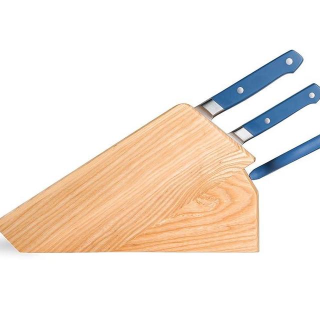 Misen Knife Storage Block Ash, Low Profile, Easy Retrieval, Premium Wood Construction, Knife Block, Not Dishwasher Safe, 5-Piece Set, Stylish and Functional, Durable and Safe