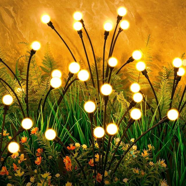 ASMAD Solar Garden Lights, 8 Pack 64 LEDs Solar Outdoor Lights, Outdoor Decorations Lights, Solar Swaying Lights, Firefly Lights for Patio Pathway Outdoor Decor, Big Bulb Solar Swaying Light