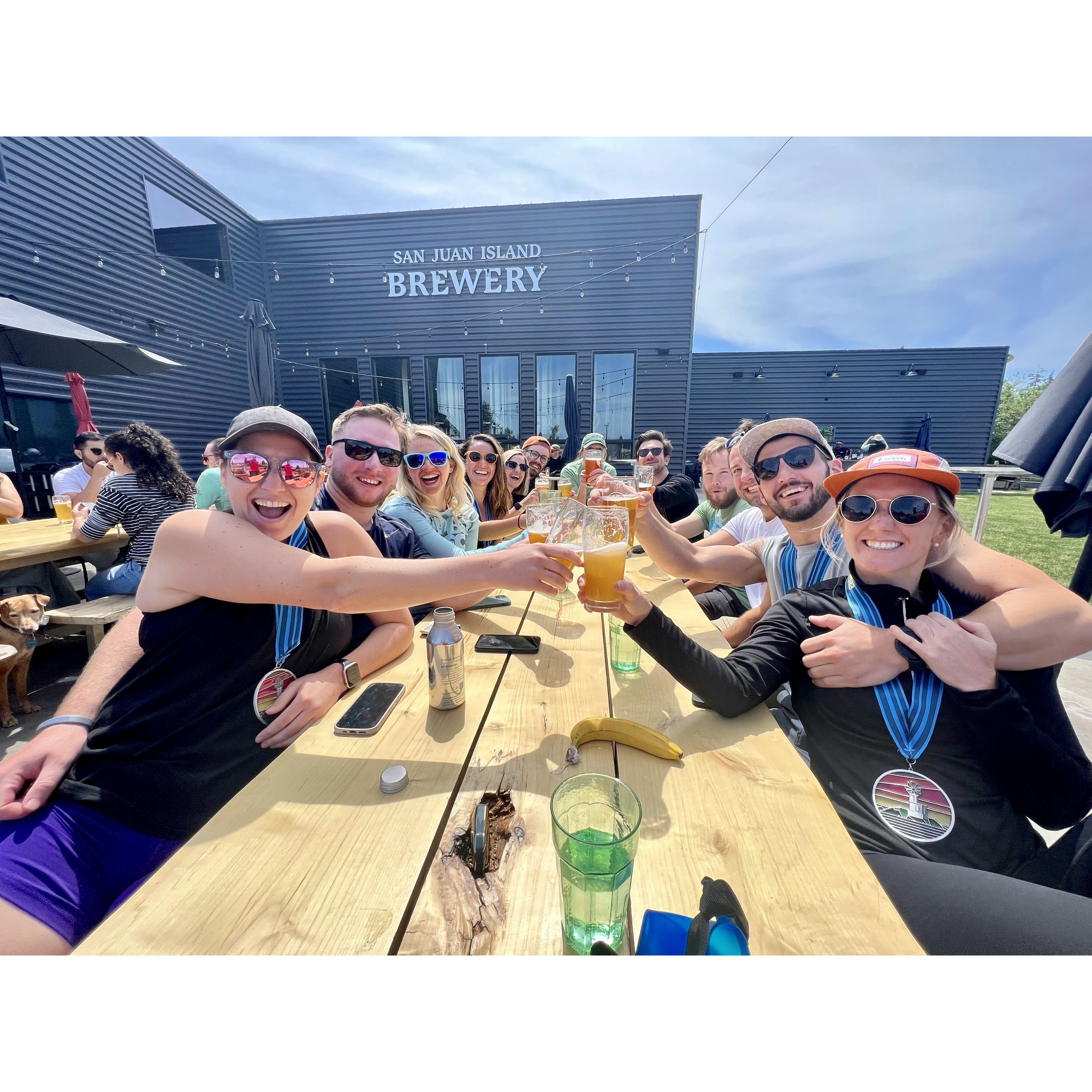 A well deserved beer after 13.1 miles