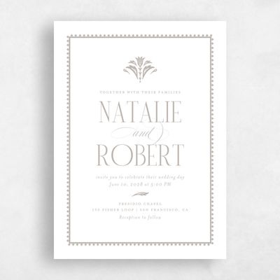 Grey Greenery Wedding Invitation - Halina Classic Letterpress