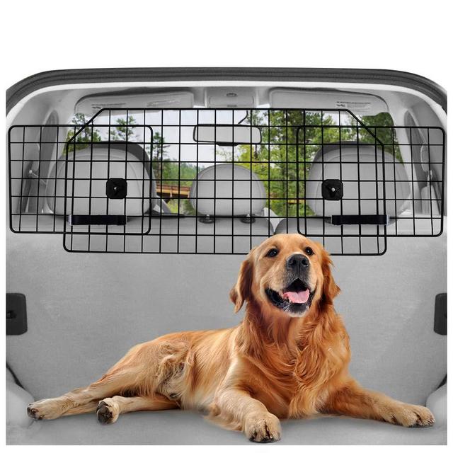 rabbitgoo Dog Car Barrier for SUVs, Van, Vehicles - Adjustable Large Pet SUV Barriers Universal-Fit, Heavy-Duty Wire Mesh Dog Car Guard, SUV Pet Car Gate for Vehicles, Safety Car Divider for Dogs