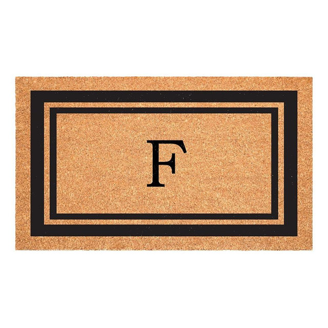 Calloway Mills 152962448 Black Border 24" x 48" Monogram Doormat (Letter F)