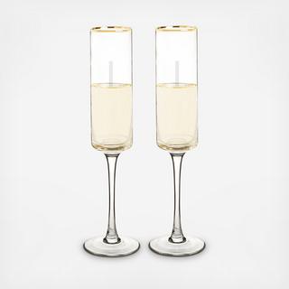 Personalized Gold Rim Champagne Flute, Set of 2