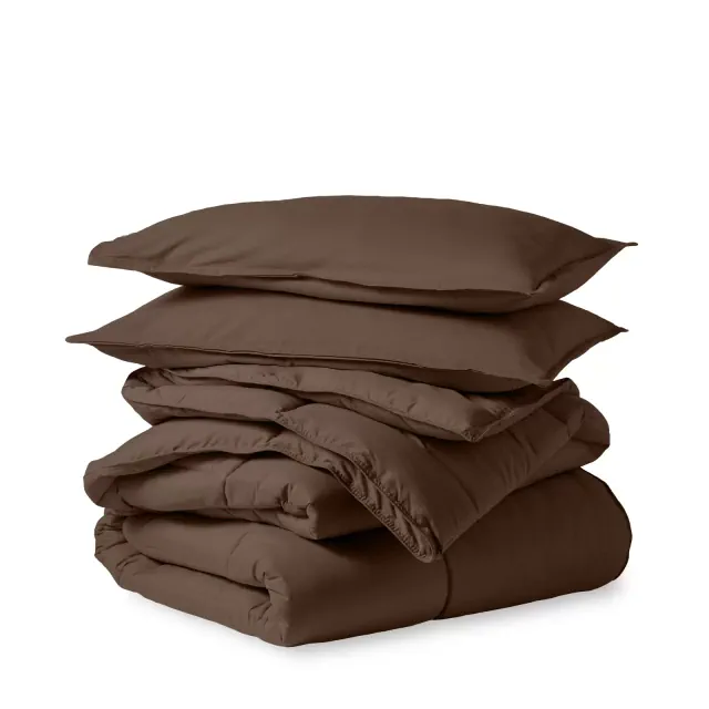 Bare Home 3-Piece Goose Down Alternative Comforter Set in Cocoa, King/Cal King