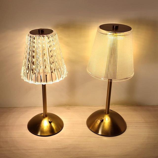 Amingulry Cordless Table Lamp, Rechargeable Battery Operated Lamp, 3 Color Modes & Stepless Dimmable LED Touch Lamp, Portable Crystal Metal Beside Lamps for Bedroom Restaurant Modern & Retro