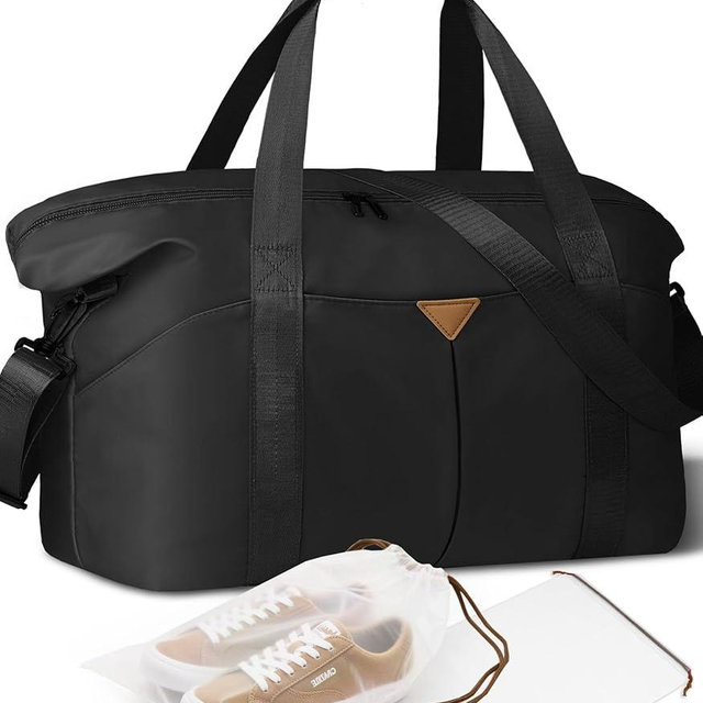 Magimack Duffle Bag for Travel, Carry-on Travel Bag with Trolley Sleeve, Sport Gym Bag for Women, Overnight Bag for Men, Hospital Bag for Labor and Delivery (Black)