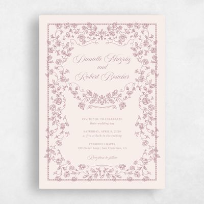 Dusty Rose, Pink Wedding Invitation - Elysia Portrait