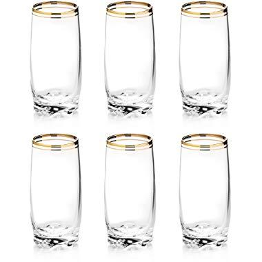 Zanzer 6-Piece Gold Highball Glass Cup Set