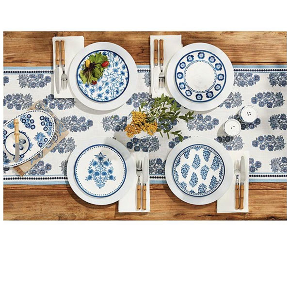 Mud Pie Blue Block Print Runner, 72" | Dillard's