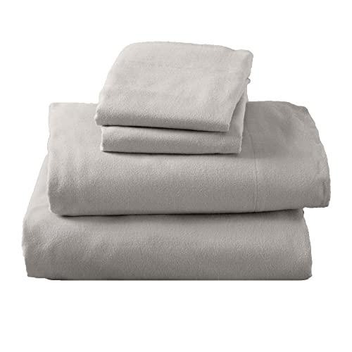 Extra Soft 100% Turkish Cotton Flannel Sheet Set. Warm, Cozy, Lightweight, Luxury Winter Bed Sheets in Solid Colors. Nordic Collection (California King, Light Grey)