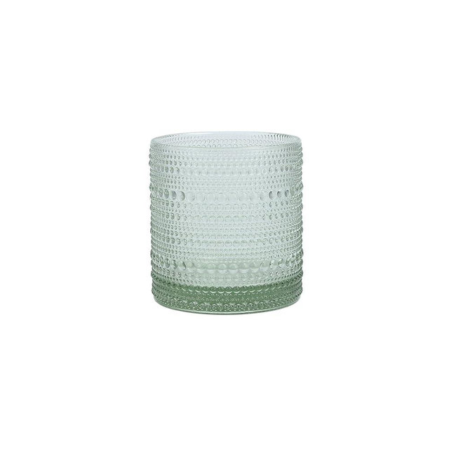 Fortessa Jupiter Beaded Hobnail Glass, 14 Ounce Triple Old Fashioned (Set of 6), Sage