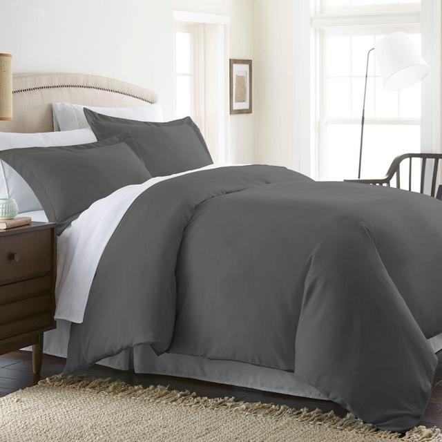 Solid King Duvet Cover Set in Grey