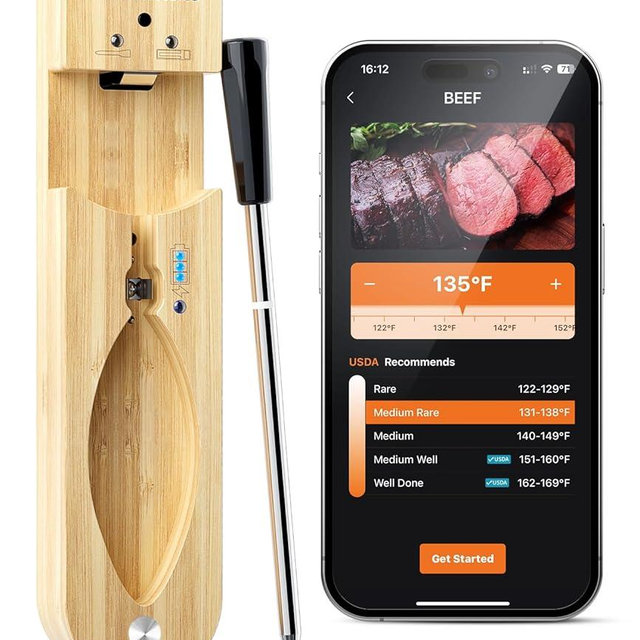 Beelicious Pro Wireless Meat Thermometer–Stable Bluetooth Smart Probe with ±1.8℉ Accuracy, 0.5s Fast Response & Long-Lasting Battery, IP67 Waterproof, App Controlled for Grill, Oven, Air Fryer