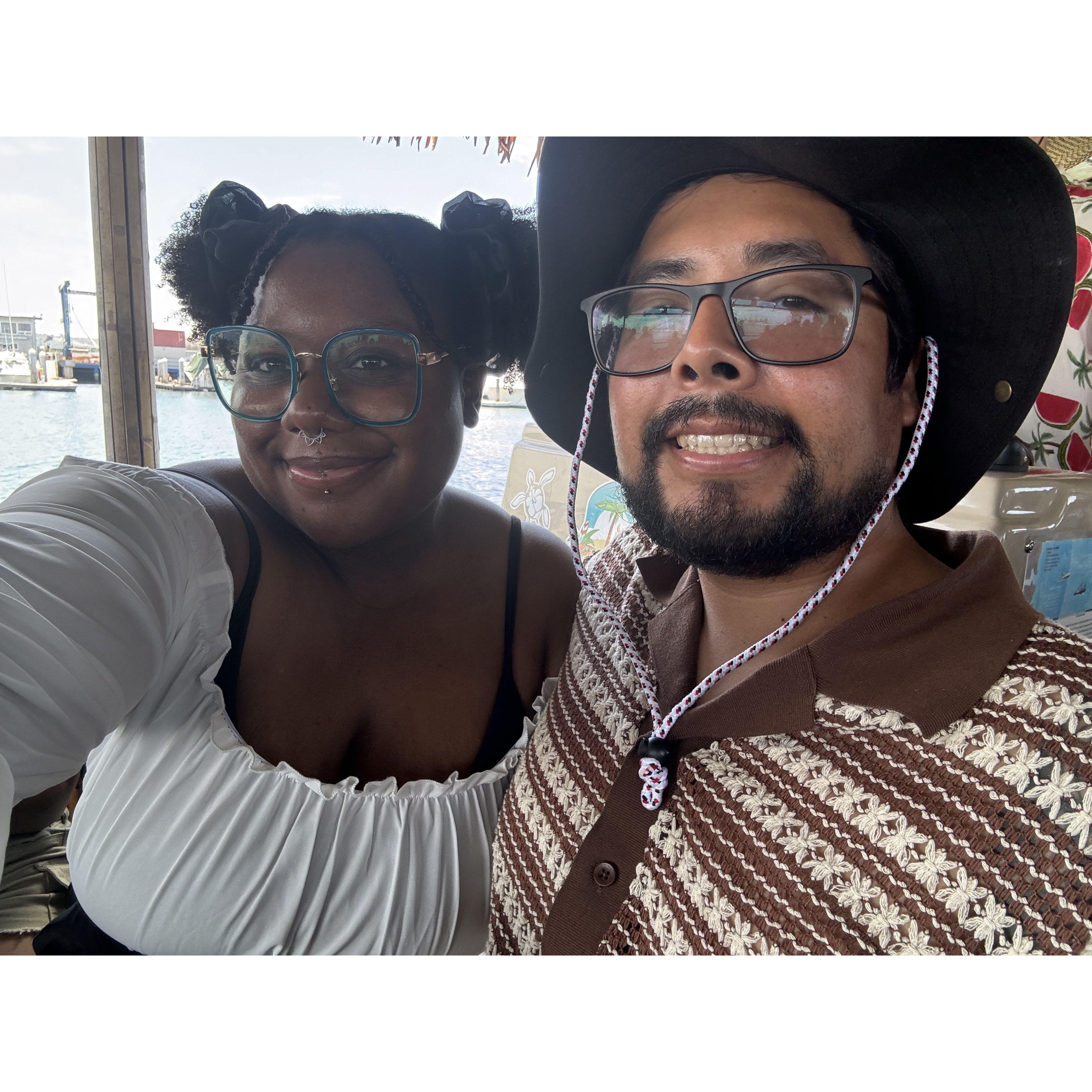 On a boat for Dejandra's oldest sister's birthday trip