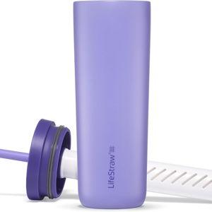 LifeStraw Go Series Tumbler – Double Wall Insulated Stainless Steel Water Filter, Thistle Purple, Designed for Everyday Use, Removes Bacteria, Parasites, Microplastics, and Improves Taste