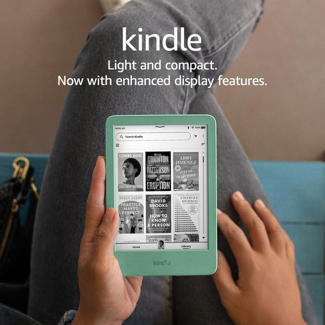 New Amazon Kindle (16 GB) - Lightest and most compact Kindle, with glare-free display, faster page turns, adjustable front light, and long battery life - Without Lockscreen Ads - Matcha