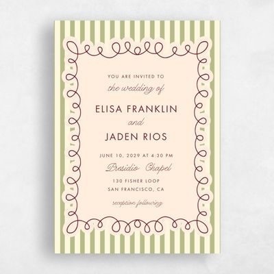 Soft Moss, Green Wedding Invitation - Imogen Portrait