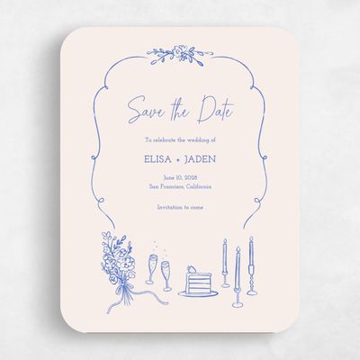 Blue Rounded Wedding Save the Date - Finley Portrait